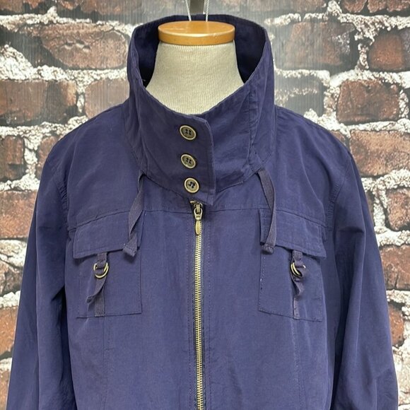 Live a Little Fisherman's Utility Jacket NWT Rolled Sleeves Zip Collar Purple XL - Picture 5 of 17